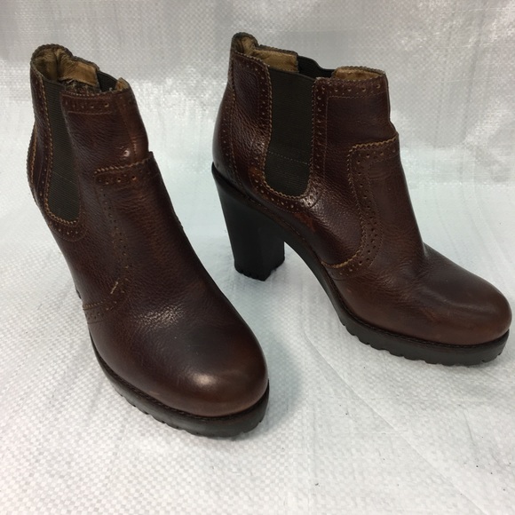 Sperry Shoes - Sperry Brown Leather Stretch Boho Block Ankle Boot